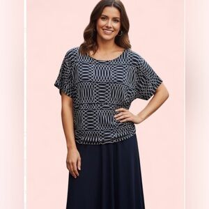 Enfocus Studio Black and White Loop Pattern Dress